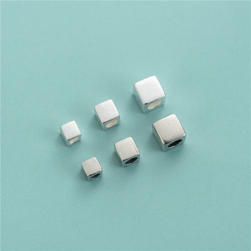 Sterling Silver Spacer Beads, 925 Sterling Silver, Cube, DIY 