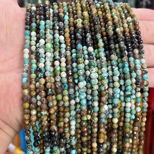 Perles en Turquoise naturelle, Rond, DIY & normes différentes pour le choix & facettes, couleurs mélangées, Vendu par brin[