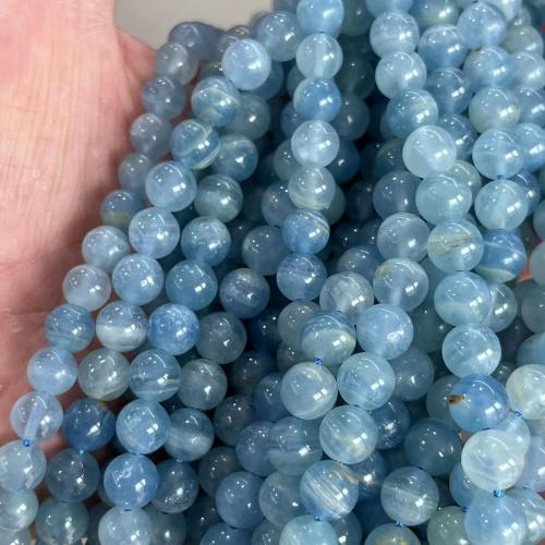 Single Gemstone Beads, Calcite, Round, DIY blue [
