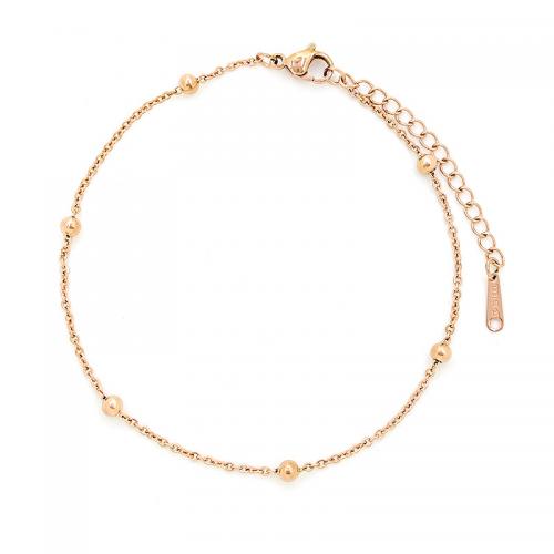 Stainless Steel Anklets Jewelry, Titanium Steel, with 1.97inch extender chain, rose gold color plated, fashion jewelry & for woman Approx 8.66 Inch 