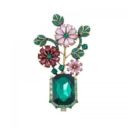 Crystal Brooch, Zinc Alloy, with Crystal, Flower, fashion jewelry & for woman & with rhinestone 
