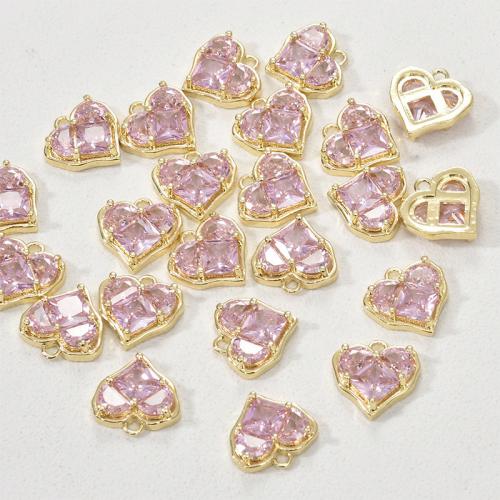 Cubic Zirconia Brass Pendants, with Cubic Zirconia, Heart, plated, for woman 