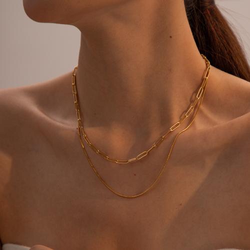 Multi слой ожерелье, Нержавеющая сталь 304, Другое покрытие, ювелирные изделия моды & многослойный, Золотой, продается PC