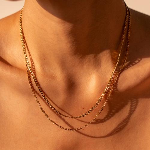 Multi слой ожерелье, Нержавеющая сталь 304, Другое покрытие, Двойной слой & ювелирные изделия моды, золотой, продается PC
