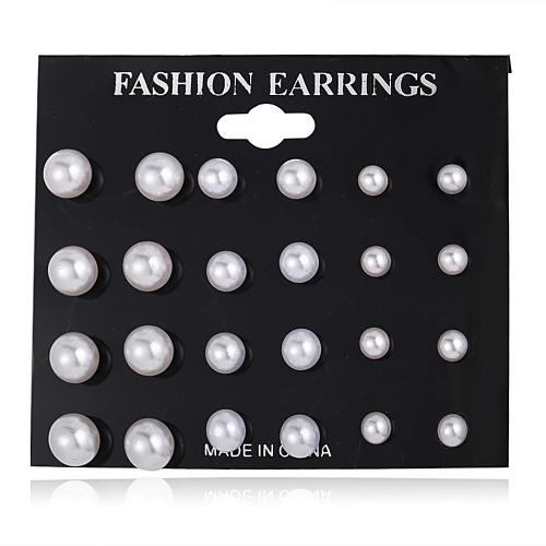 Plastic Pearl Zinc Alloy Earring, with Plastic Pearl, stoving varnish, 12 pieces & for woman 