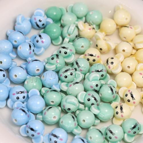 Animal Porcelain Beads, Mouse, DIY Approx [
