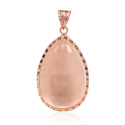 Natural Quartz Pendants, with Zinc Alloy, Teardrop, rose gold color plated, fashion jewelry & DIY, clear 
