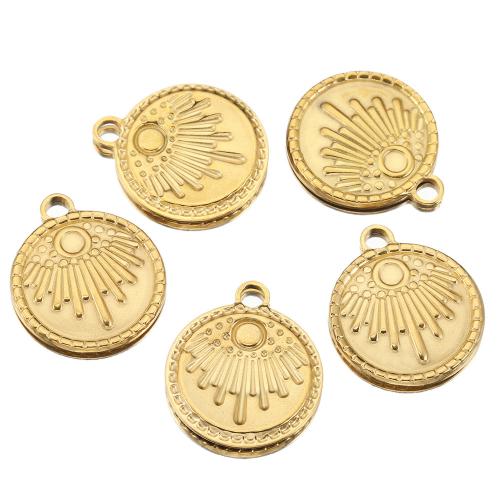 Stainless Steel Pendants, 304 Stainless Steel, Flat Round, Vacuum Ion Plating, DIY, golden, 19mm Approx 3mm 