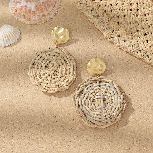 Rattan Earring, with Zinc Alloy, Round, fashion jewelry 