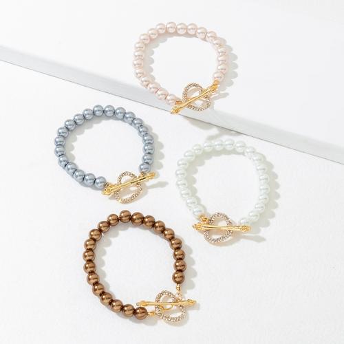 Glass Pearl Zinc Alloy Bracelets, Glass Beads, with Zinc Alloy, Heart, fashion jewelry & with rhinestone cm 
