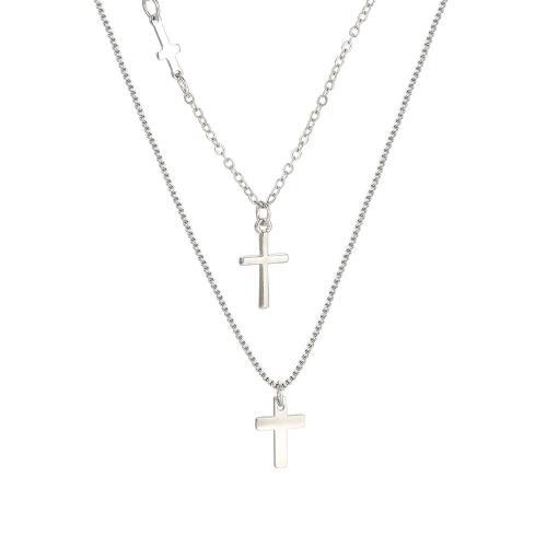 Zinc Alloy Necklace, Cross, plated, 2 pieces & fashion jewelry & for woman 