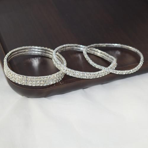 Anklet en alliage de zinc, Placage de couleur argentée, bijoux de mode & pour femme & avec strass 37mm, Vendu par PC