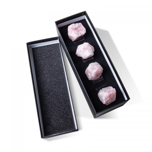 Салфетка кольцо, розовый кварц, с Бумажная коробка & Кристаллы, Нерегулярные, розовый, Rose Quartz 3-5cm,Napkin Ring 48*48*30mm, 4ПК/Box, продается Box[