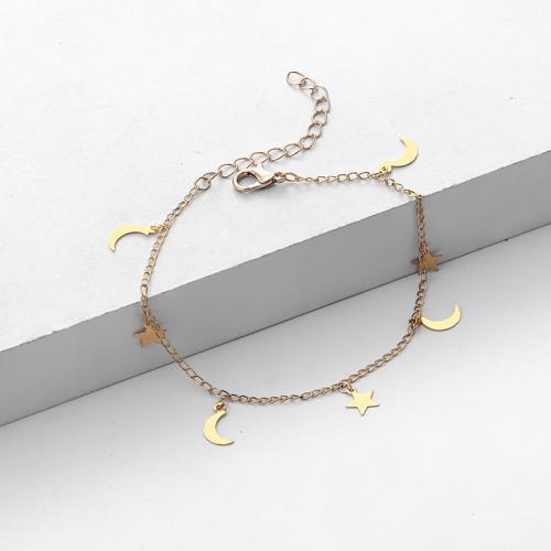 Fashion Zinc Alloy Bracelets, with 5CM extender chain, Moon and Star, plated, for woman Approx 17 cm 