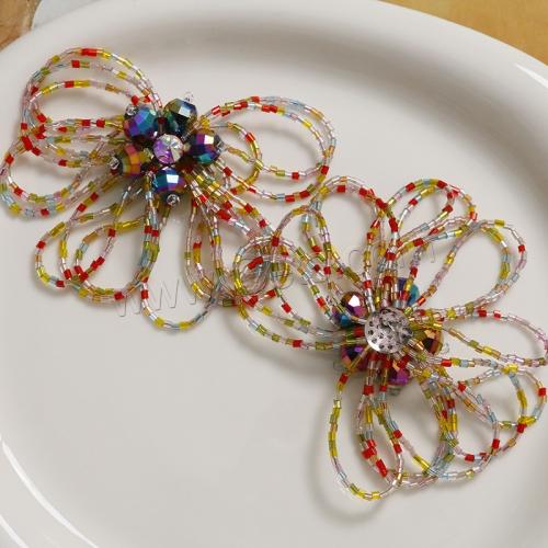 DIY Hair Flowers, Glass Beads, with Crystal, with rhinestone 100mm 