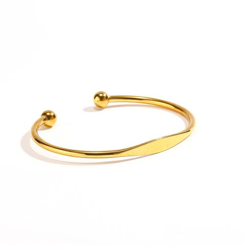 Titane bracelet en acier et bracelet, Acier titane, Placage ionique sous vide, pour femme, doré, Diamètre inté Environ 62mm, Vendu par PC