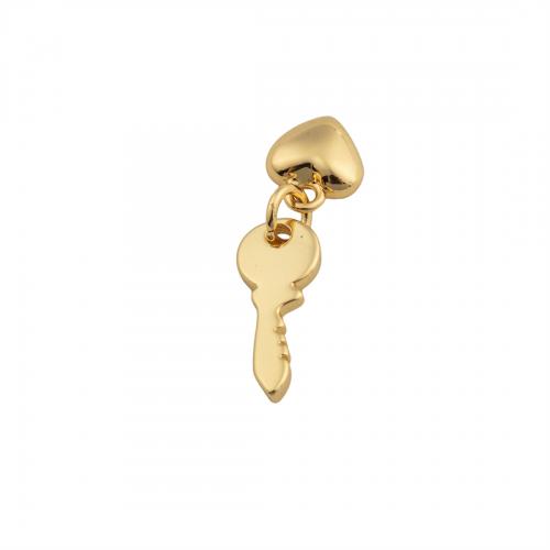 Brass Key Pendants, 14K gold plated, DIY 