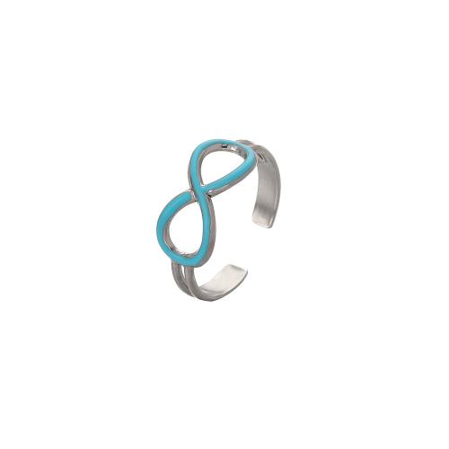 Enamel Stainless Steel Finger Ring, 304 Stainless Steel, Number 8, fashion jewelry & for woman 