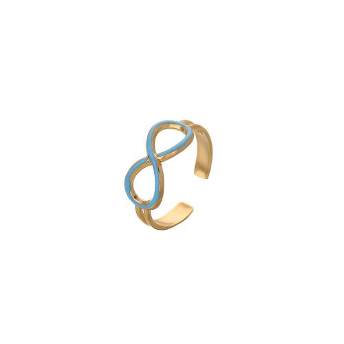 Enamel Stainless Steel Finger Ring, 304 Stainless Steel, Number 8, fashion jewelry & for woman, golden 