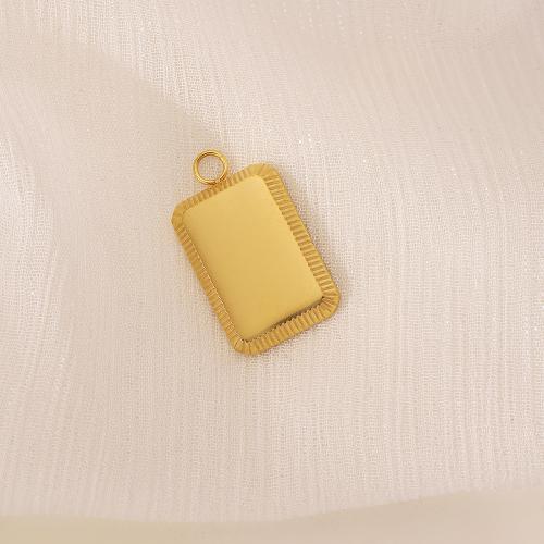 Stainless Steel Pendants, 304 Stainless Steel, Rectangle, Vacuum Ion Plating, fashion jewelry & for woman, golden 