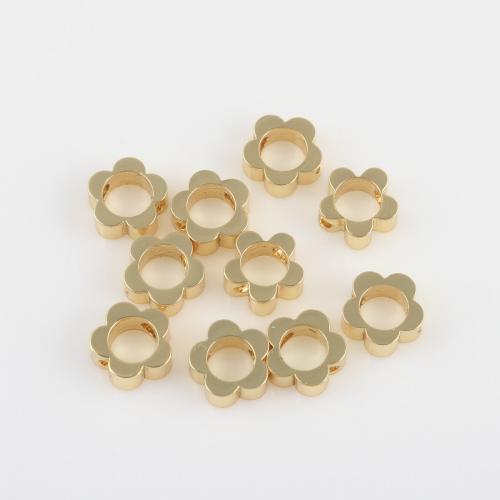 Brass Jewelry Beads, Flower, gold color plated, DIY [