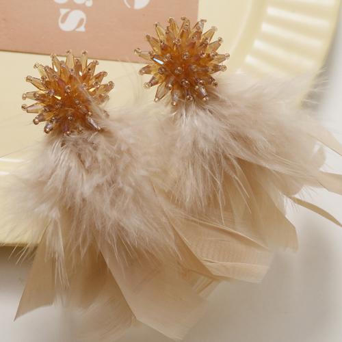 DIY Hair Flowers, Feather, with Seedbead & Crystal 
