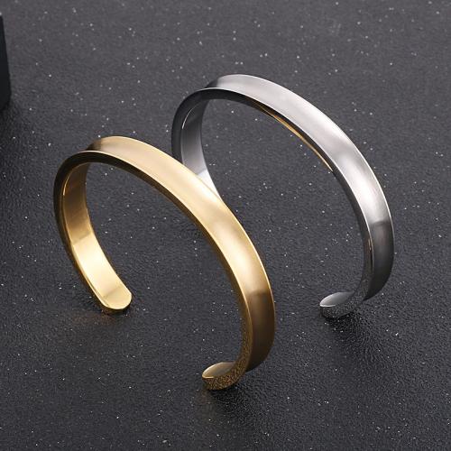 Stainless Steel Cuff Bangle, 304 Stainless Steel, Vacuum Ion Plating, fashion jewelry & Unisex 7mm, Inner Approx 55mm 