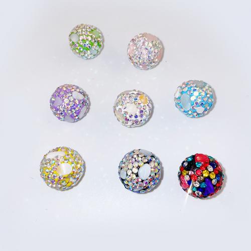 Polymer Clay Jewelry Beads, with Rhinestone Clay Pave & Shell, Round, DIY 16mm Approx 1.8mm [