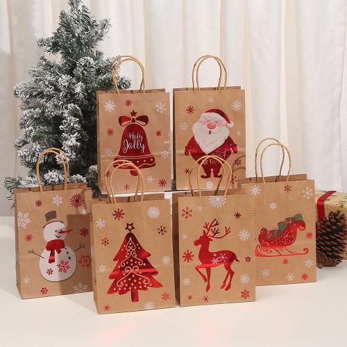 Christmas Gift Bag, Kraft, durable & Christmas Design [