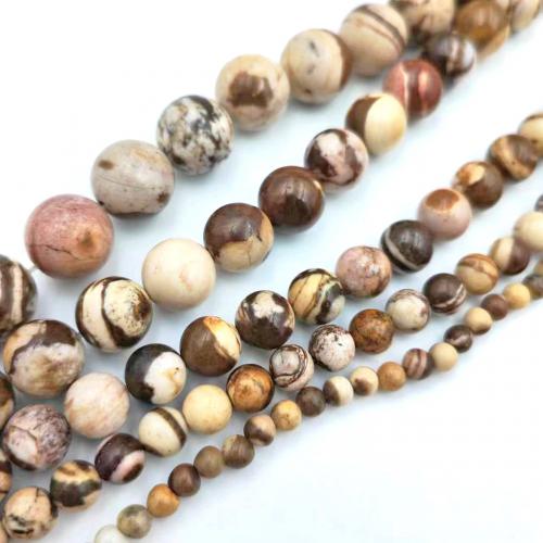 Zebra-Jaspis Perle, Zebra Jaspis, rund, DIY & verschiedene Größen vorhanden, braun, verkauft von Strang