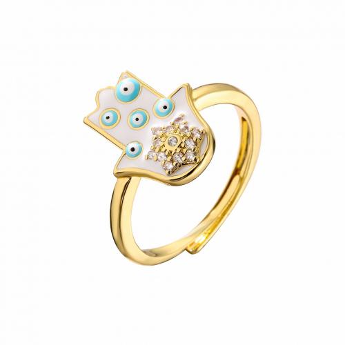Evil Eye Jewelry Finger Ring, Brass, plated, micro pave cubic zirconia & for woman & enamel 
