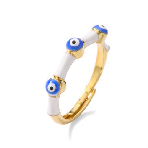 Evil Eye Jewelry Finger Ring, Brass, plated, for woman & enamel 