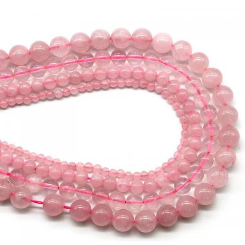 Natürliche Rosenquarz Perlen, rund, poliert, DIY & verschiedene Größen vorhanden, Rosa, Länge:ca. 38 cm, verkauft von Strang