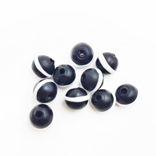 Deux perles de Murano de tonalité, chalumeau, Rond, DIY, blanc et noir Environ 2mm Vendu par sac