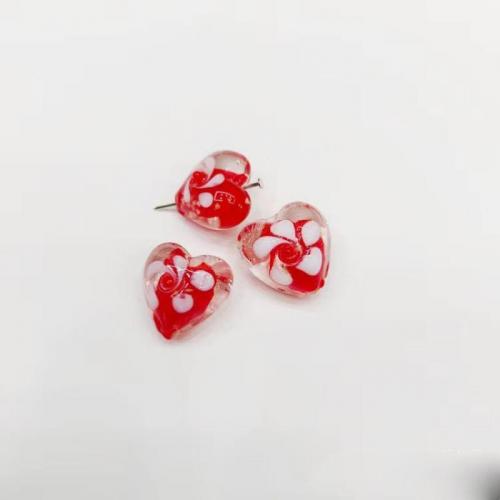 Millefiori Scheibe Lampwork Perlen, Herz, DIY & glänzend, keine, 15x15mm, 10PCs/Tasche, verkauft von Tasche