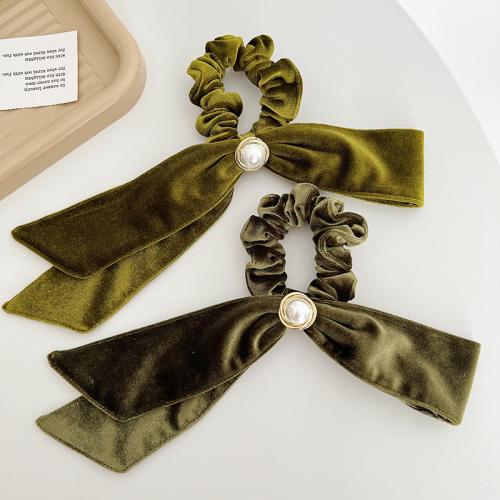 Hair Scrunchies, Velour, with Plastic Pearl, fashion jewelry [