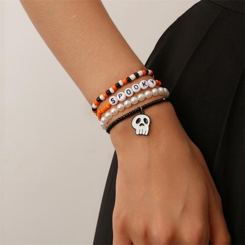 Glass Seed Beads Bracelets, Seedbead, with ABS Plastic Pearl & Iron, fashion jewelry & enamel 