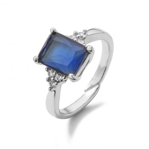 Zirkonia Messing Finger Ring, plattiert, Micro pave Zirkonia & für Frau, keine, verkauft von PC