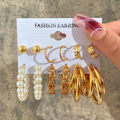 Zinc Alloy Earring Set, with Plastic Pearl, Snake, plated & for woman 