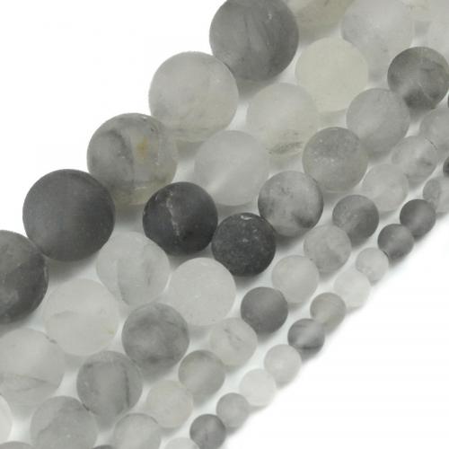 Gemischte Farbe Quarz Perlen, Cloud-Quarz, rund, poliert, DIY & verschiedene Größen vorhanden & satiniert, grau, Länge:ca. 38 cm, verkauft von Strang