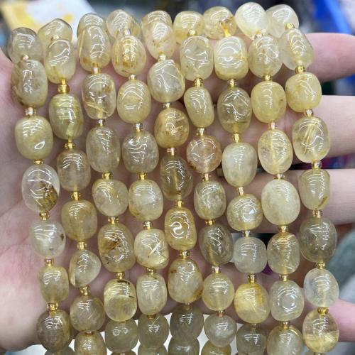 Rutilated Quartz Beads, Nuggets, DIY, golden, Length about 10-15mm Approx 38 cm 