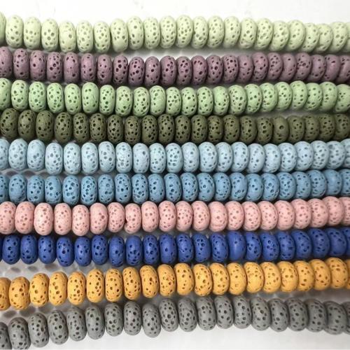 Perles de lave multicolor, lave volcanique, Plat rond, poli, DIY, plus de couleurs à choisir Environ 38 cm, Vendu par brin