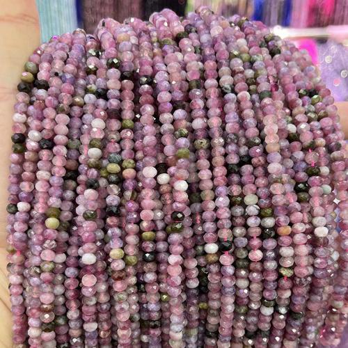 Natürlicher Turmalin Perlen, Abakus,Rechenbrett, DIY & facettierte, gemischte Farben, 3.5x5mm, Länge:ca. 38 cm, verkauft von Strang