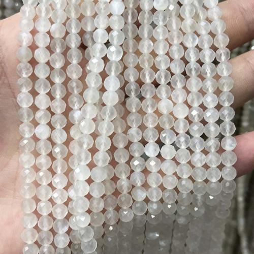 Mondstein Perlen, rund, DIY & verschiedene Größen vorhanden & facettierte, weiß, Länge:ca. 38 cm, verkauft von Strang