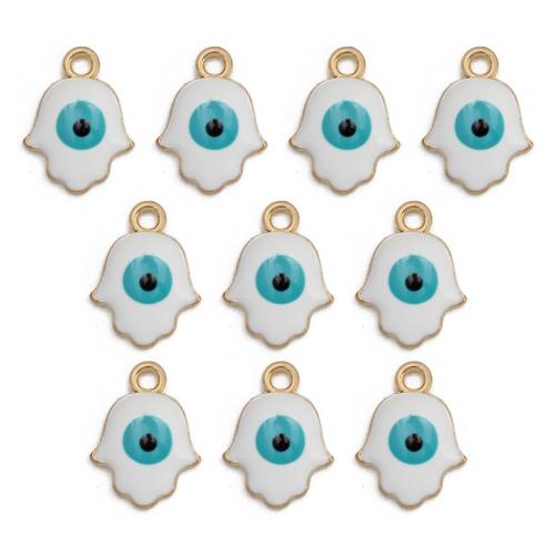 Evil Eye Schmuck Stecker, Zinklegierung, goldfarben plattiert, Unterschiedliche Form zur Auswahl & DIY & böser Blick- Muster & Emaille & 1/1-Schleife, keine, 10PCs/Tasche, verkauft von Tasche