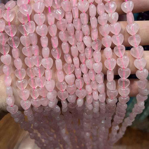 Natürliche Rosenquarz Perlen, Herz, DIY, Rosa, 10mm, Länge:ca. 38 cm, verkauft von Strang