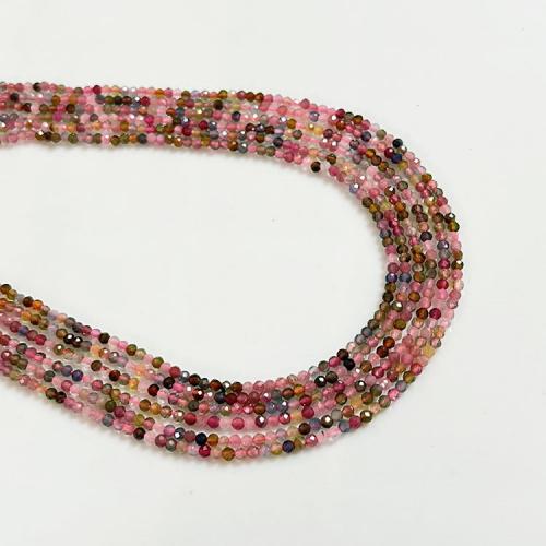 Natürlicher Turmalin Perlen, rund, DIY & verschiedene Größen vorhanden, farbenfroh, Länge:ca. 39 cm, verkauft von Strang