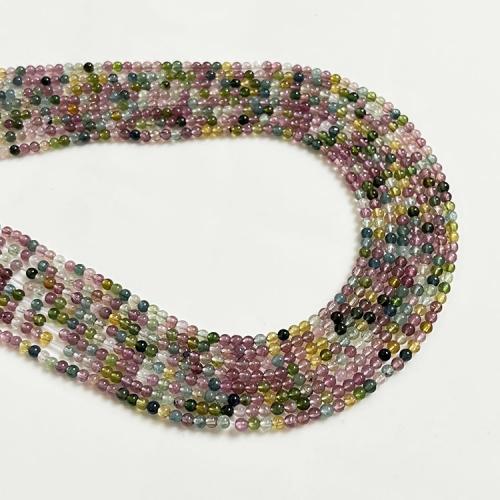 Natürlicher Turmalin Perlen, rund, DIY, farbenfroh, 2.3mm, Länge:ca. 39 cm, verkauft von Strang