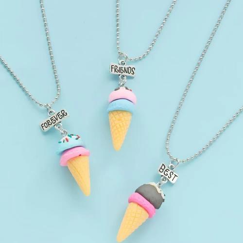 Polymer Clay Jewelry Necklace, Zinc Alloy, with Polymer Clay, plated, fashion jewelry .5cm Approx 51 cm 