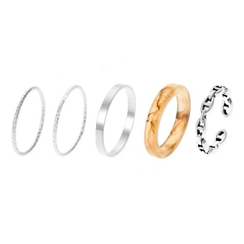 Zinc Alloy Ring Set, plated, 5 pieces & fashion jewelry & for woman, Inernal mm 